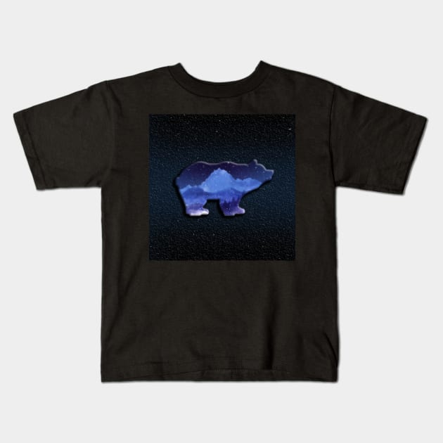 Bear Night blue black Kids T-Shirt by KK-Royal